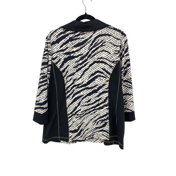 Zenergy By Chicos Zip Front Jacket Womens 2 US L Zebra Stripe Print Black White - Picture 4 of 4